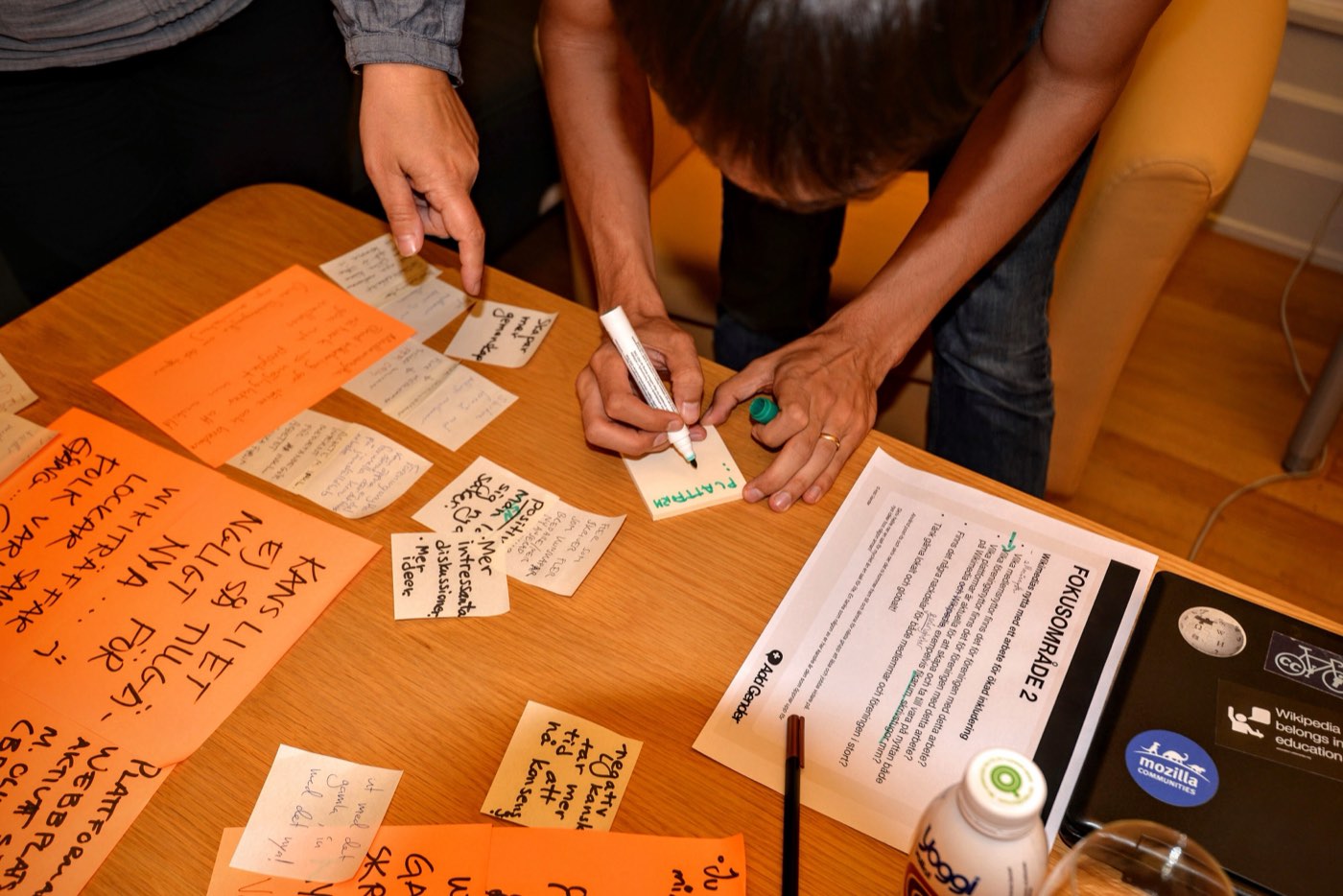 A team plans work on a board of cards